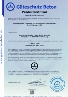 Betonelemente "CertStone" für Schwergewichtsmauerwerk