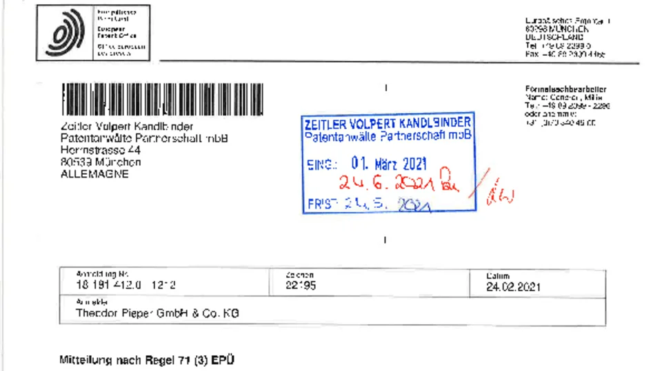 Patenterteilung